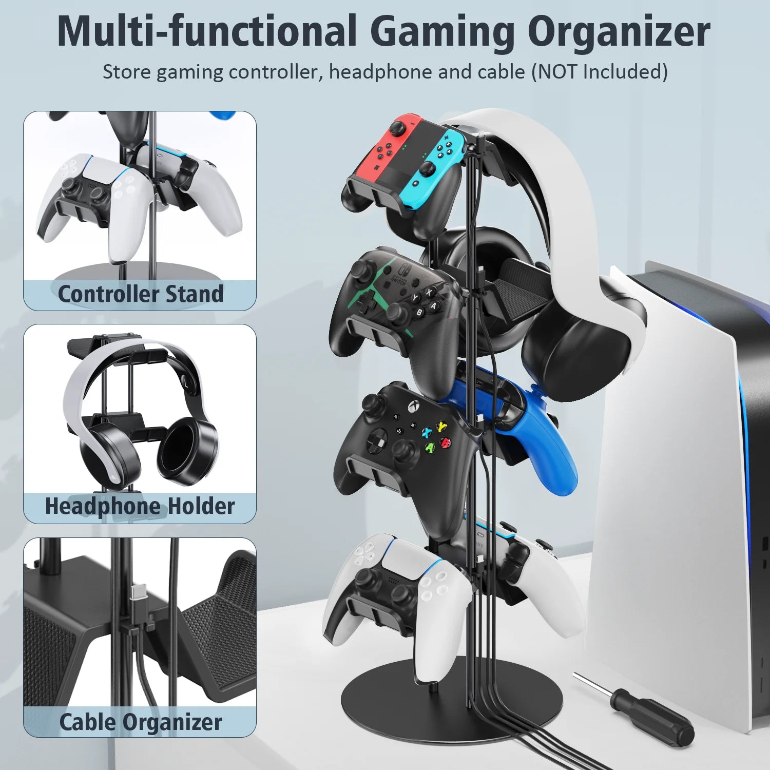 Controller Stand 4 Tiers with Cable Organizer