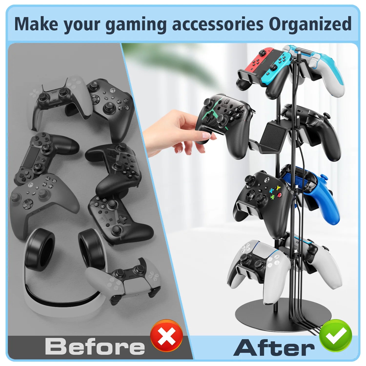 Controller Stand 4 Tiers with Cable Organizer